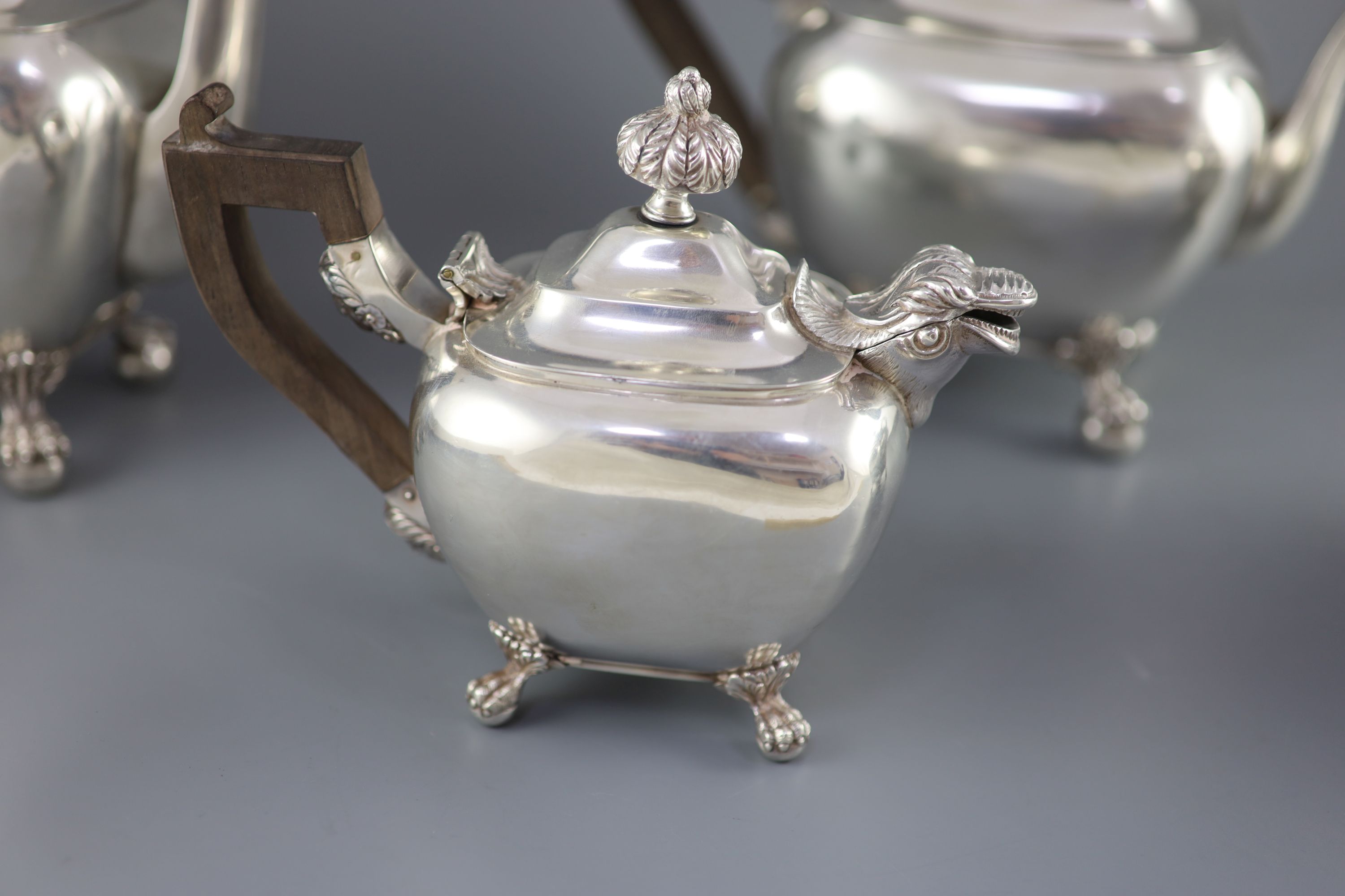 A matched 19th century Portuguese silver four piece tea and coffee service